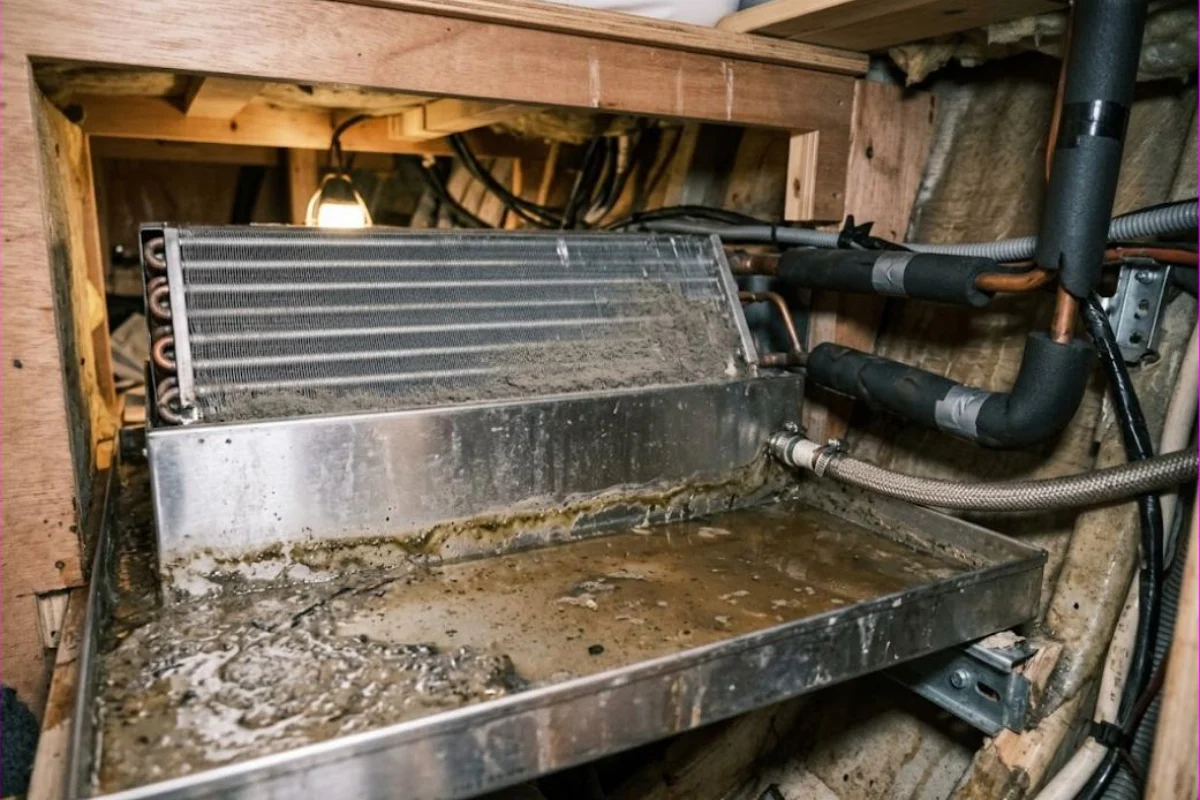 Smell from the vents before treatment on a yacht