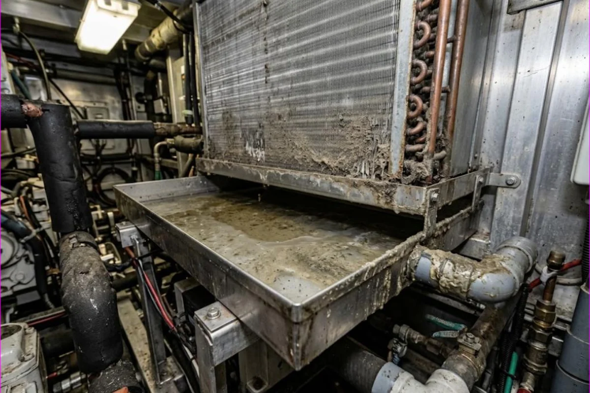 Air conditioning before treatment on a yacht