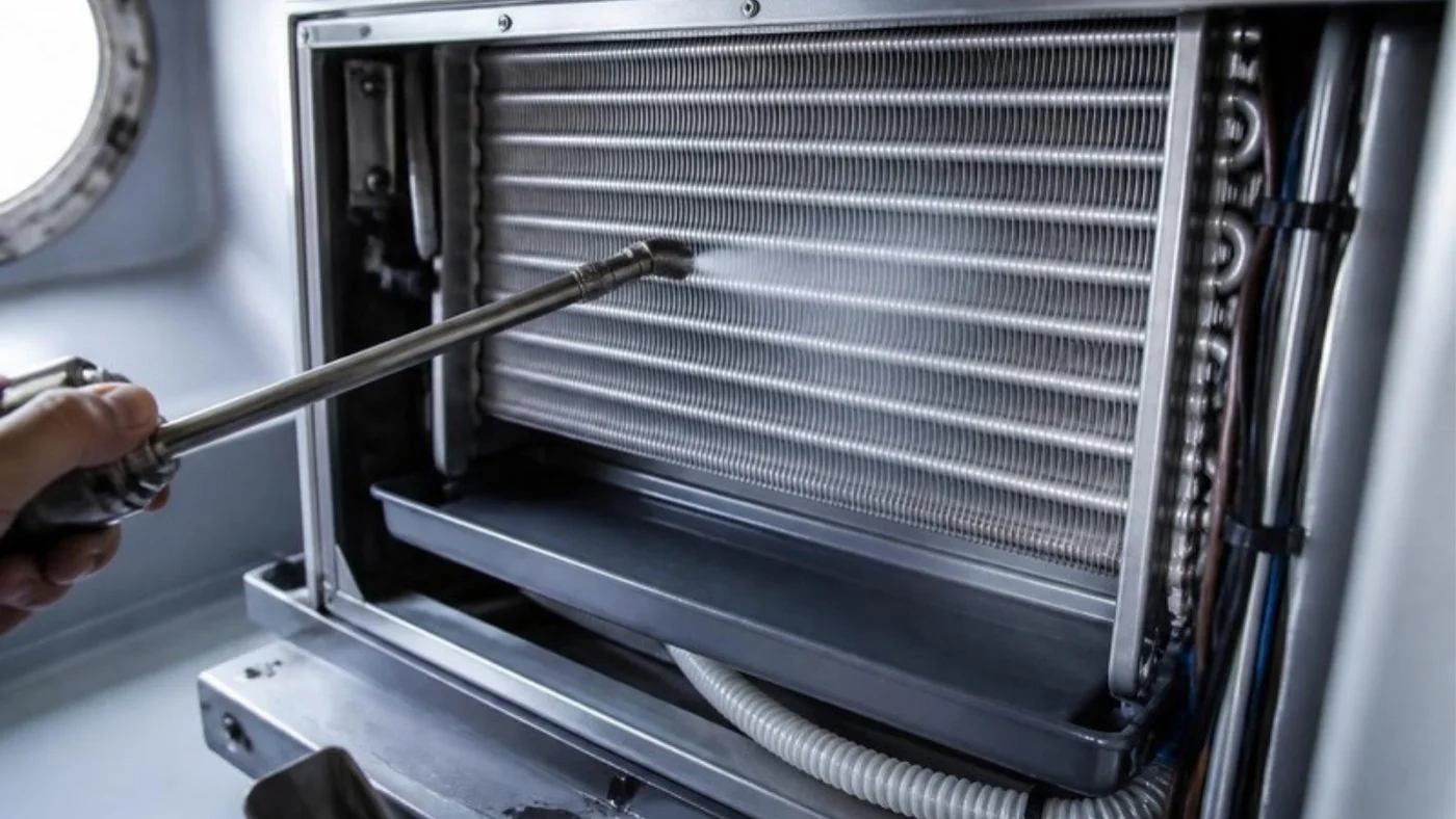 Air conditioning outlet in a yacht cabin