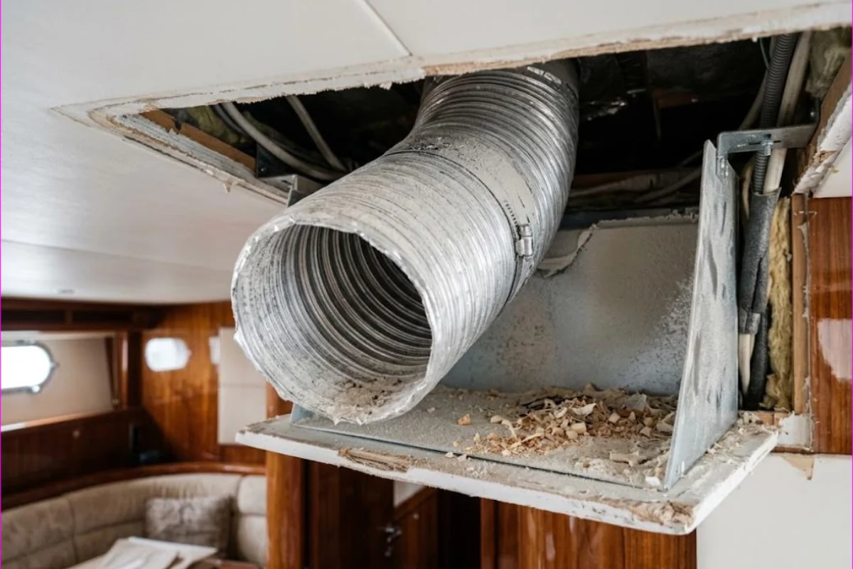 After a refit before treatment on a yacht