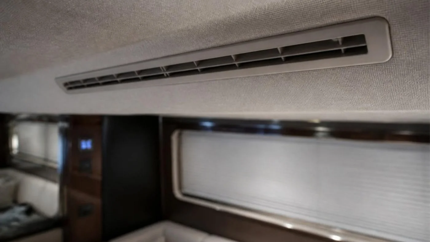 Air outlet in a yacht saloon headlining